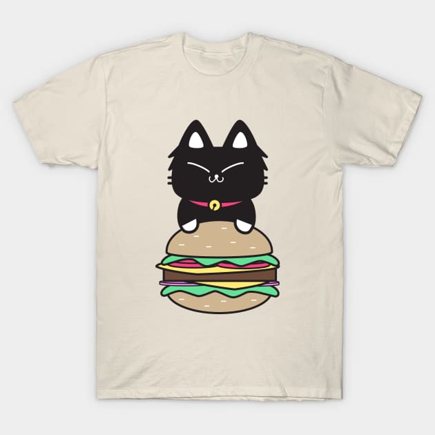 Burger Cat T-Shirt by plattercats